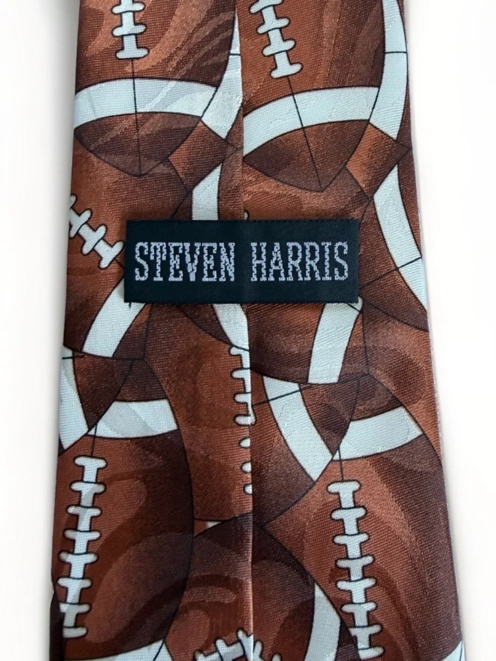 Steven Harris Mens Football Necktie Brown Novelty Sports Gameday Coach Tie 57.5